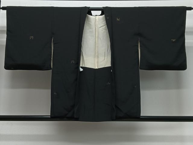 平和屋着物#羽織 寿光織 花丸文 黒地 金糸 正絹 逸品 CABE5173ua