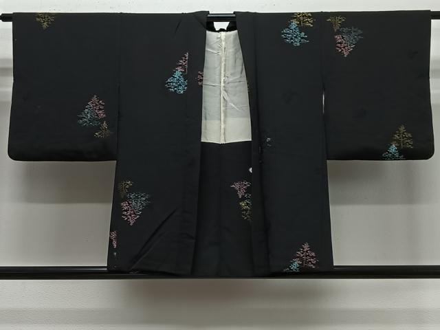 平和屋着物#羽織 寿光織 樹林文 黒地 金糸 正絹 逸品 CABE5180ua