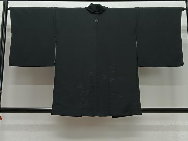 平和屋着物#羽織 寿光織 草木文 黒地 正絹 逸品 CABE5183ua