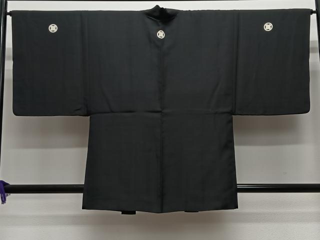 平和屋着物#男性 羽織 黒紋付 黒地 正絹 逸品 CABE5189ua