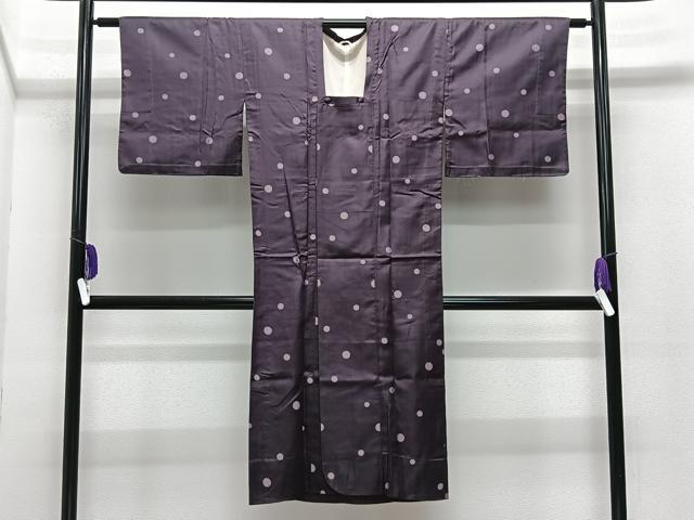 平和屋着物#道行コート 雨コート 水玉文 ロング丈 正絹 逸品 CABE5195ua