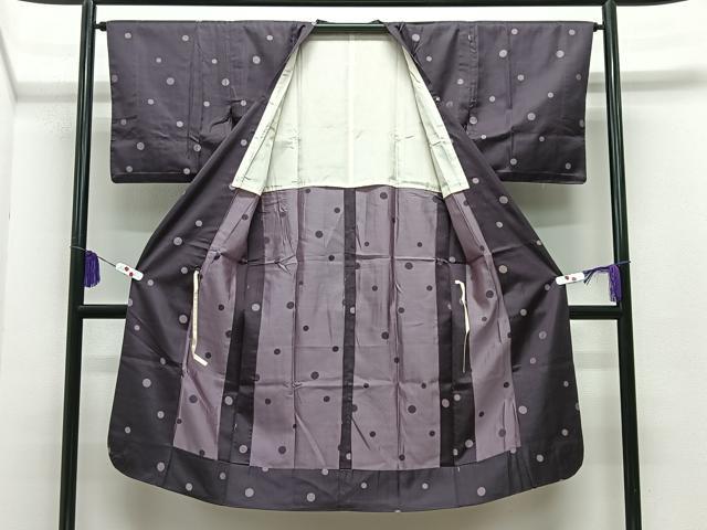 平和屋着物#道行コート 雨コート 水玉文 ロング丈 正絹 逸品 CABE5195ua