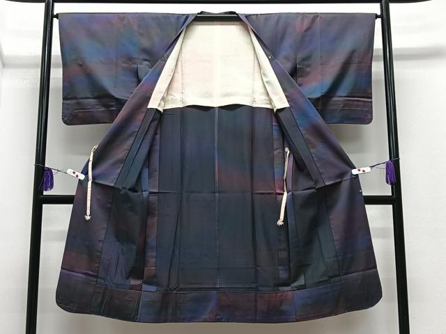 平和屋着物#道行コート 雨コート 霞文 暈し染め ロング丈 正絹 逸品 CABE5199ua