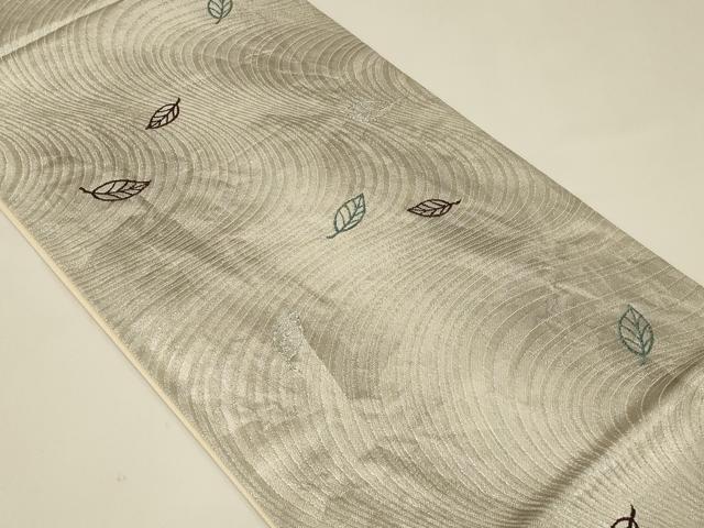 平和屋着物◎六通柄袋帯 流水舞葉文 銀糸 正絹 逸品 CABE5243in