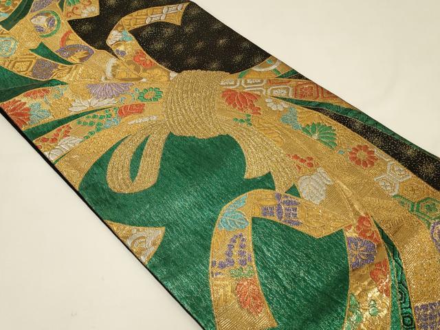 平和屋着物◎両面 六通柄袋帯 束ね熨斗吉祥花文 夢爛漫 金銀糸 正絹 逸品 CABE5244in