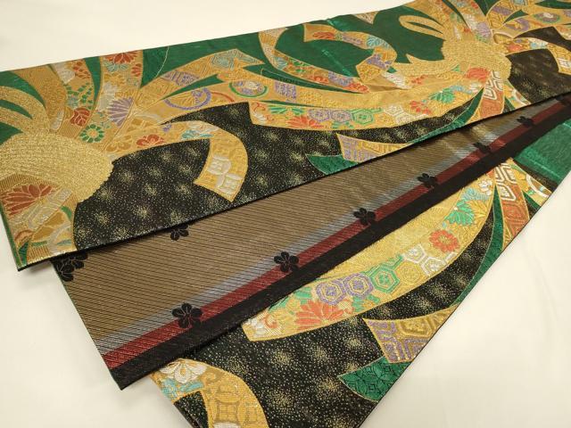 平和屋着物◎両面 六通柄袋帯 束ね熨斗吉祥花文 夢爛漫 金銀糸 正絹 逸品 CABE5244in