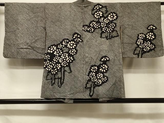 平和屋着物#羽織 総絞り 草花文 黒地 正絹 逸品 CABE5292in