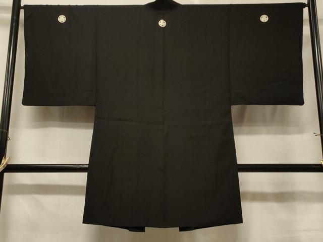平和屋着物#男性 長羽織 黒紋付き 正絹 逸品 CABE5312in