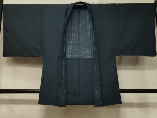 平和屋着物#男性 羽織 紬地 霞文 藍鉄色 正絹 逸品 未使用 CABE5319in