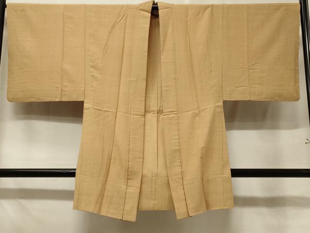 平和屋着物#男性 長羽織 紬地 単衣 霞文 蜂蜜色 正絹 逸品 CABE5326in