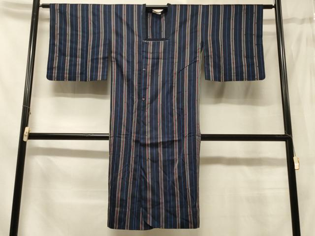 平和屋着物#道行コート 雨コート 単衣 縞 東急百貨店扱い ロング丈 正絹 逸品 CABE5359in