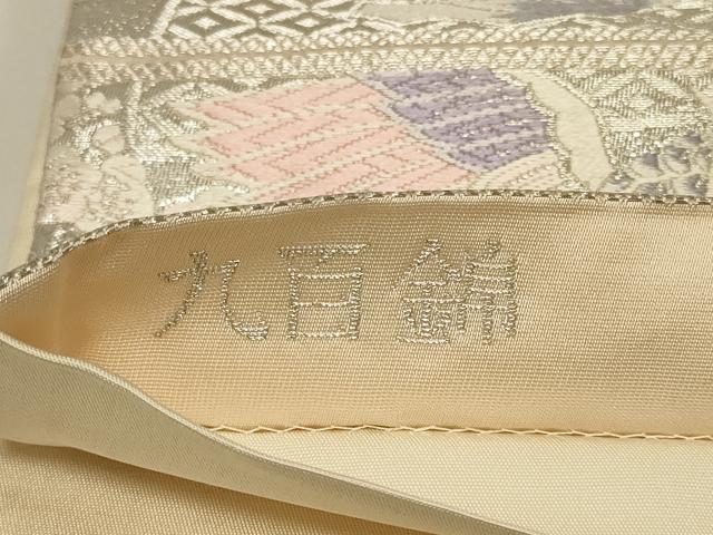 平和屋着物◎六通柄袋帯 唐織 地紙鳳凰花文 銀糸 正絹 逸品 CABE5408in