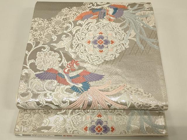平和屋着物◎六通柄袋帯 唐織 鳳凰正倉院花文 金銀糸 正絹 逸品 未使用 CABE5423in