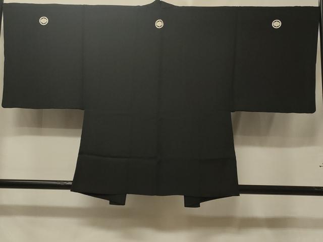 平和屋着物#男性 羽織 黒紋付き 正絹 逸品 CABE5496in