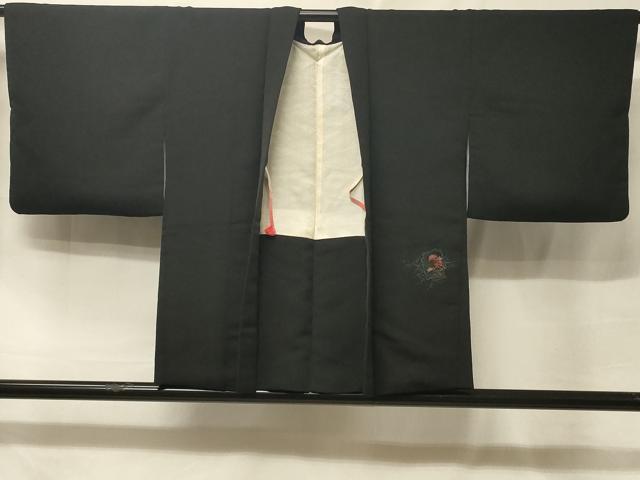 平和屋着物#羽織 寿光織 破れ色紙枝葉文 黒地 金糸 正絹 逸品 CABE5505in