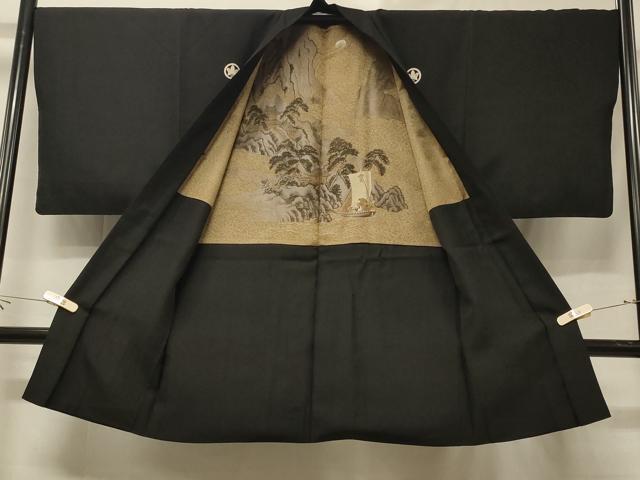 平和屋着物#男性 長羽織 黒紋付き 作家物 正絹 逸品 CABE5508in