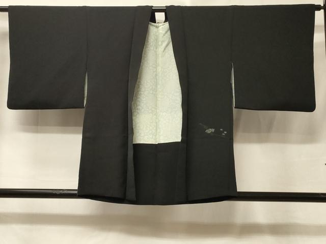 平和屋着物#羽織 総刺繍 扇面花文 黒地 正絹 逸品 CABE5513in