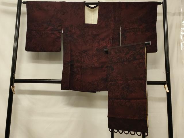 平和屋着物＃道行コート　輪奈ビロード　雲取り花鳥文　ほていや扱い　ショール付き　正絹　逸品　CABE5567in 平和屋着物＃道行コート 輪奈ビロード 雲取り花鳥文 ほていや扱い