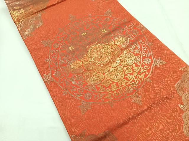 平和屋着物◎六通柄袋帯 花丸文 金糸 正絹 逸品 CABE5769nb