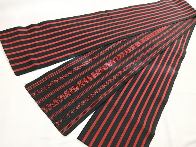 平和屋着物◎本場筑前博多織 両面 半幅帯 献上 正絹 逸品 CABE5816nb
