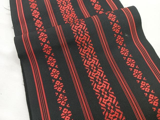 平和屋着物◎本場筑前博多織 両面 半幅帯 献上 正絹 逸品 CABE5816nb