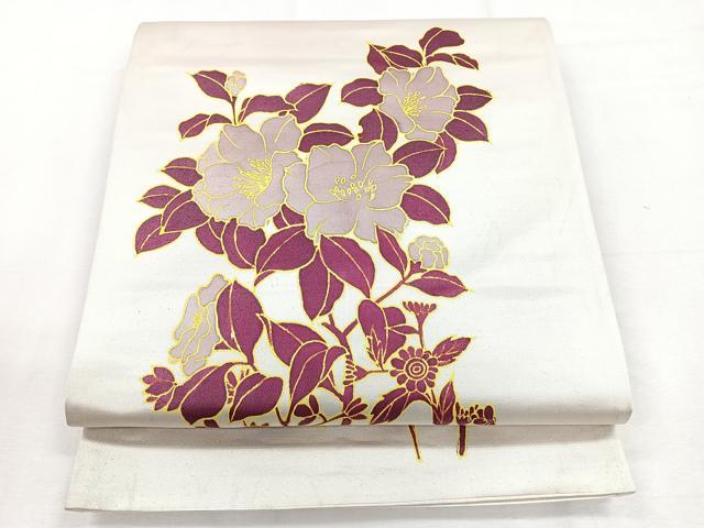 平和屋着物◎太鼓柄袋帯 彩鳳 草花文 引箔 正絹 逸品 CABE5857nb