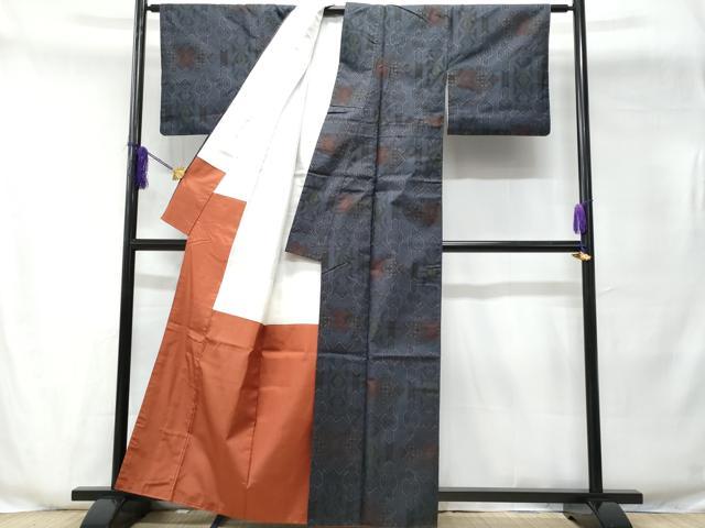 平和屋着物■本場大島紬 7マルキ 幾何学文様 証紙付き 正絹 逸品 CABE6081fb