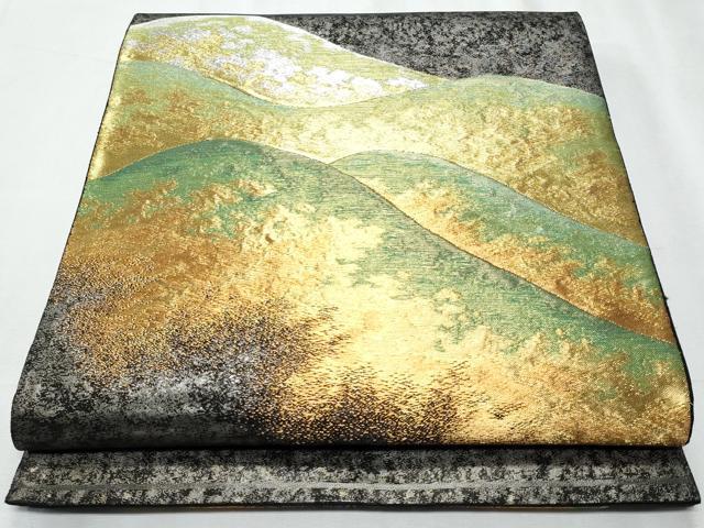 平和屋着物◎太鼓柄袋帯 重ね山文 金銀糸 正絹 逸品 CABE6102fb