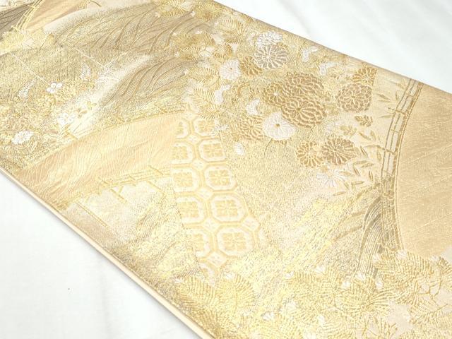 平和屋着物◎九百佐賀錦 六通柄袋帯 唐織 蒔絵 金銀糸 正絹 逸品 CABE6106fb