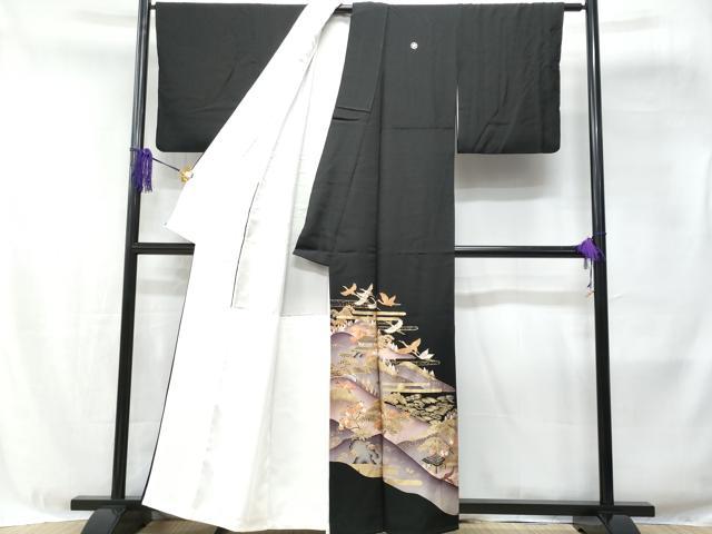 平和屋着物■豪華黒留袖 飛鶴風景文 金彩 正絹 逸品 CABE6333fb