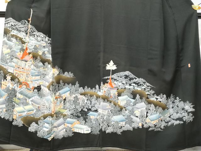 平和屋着物■豪華黒留袖 作家物 鉾風景文 金彩 正絹 逸品 CABE6334fb