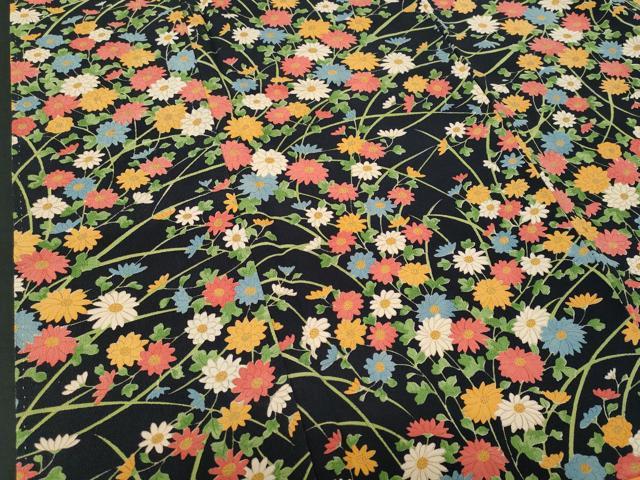 平和屋着物■上質な小紋 草花文 黒地 金彩 正絹 逸品 未使用 CABE6357fb