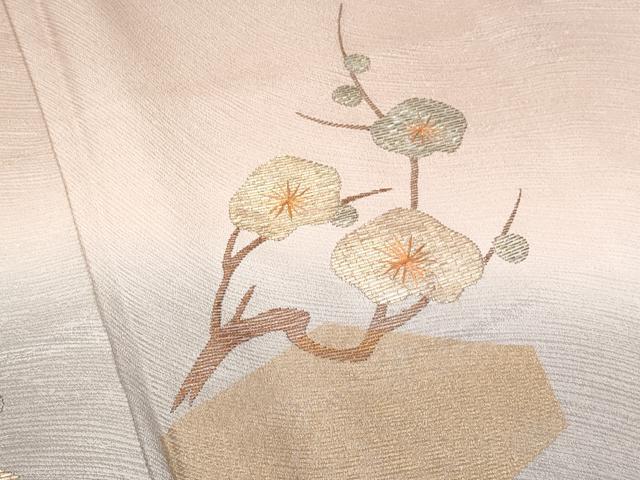 平和屋着物■訪問着 刺繍 枝梅文 暈し染め 正絹 逸品 CABE6363fb