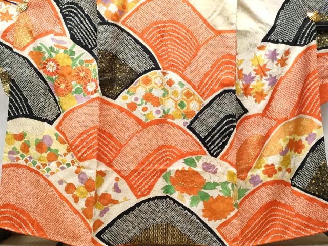 平和屋着物■豪華振袖 駒刺繍 絞り 青海波草花文 暈し染め 金彩 正絹 逸品 CABE6364fb