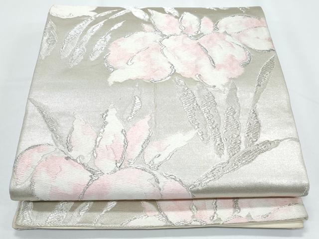 平和屋着物◎六通柄袋帯 草花文 金銀糸 正絹 逸品 CABE6516th