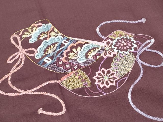 平和屋着物▼訪問着 総刺繍 熨斗桧扇花文 金糸 正絹 逸品 CABE6617th