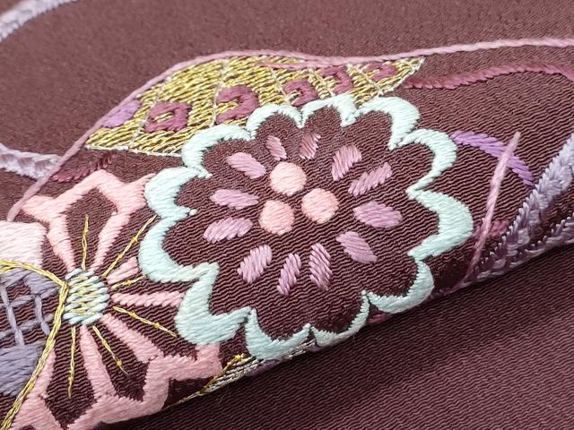 平和屋着物▼訪問着 総刺繍 熨斗桧扇花文 金糸 正絹 逸品 CABE6617th