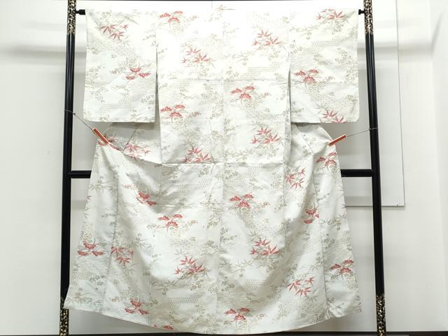 平和屋着物■上質なお召 草花文 正絹 逸品 CABE6635th