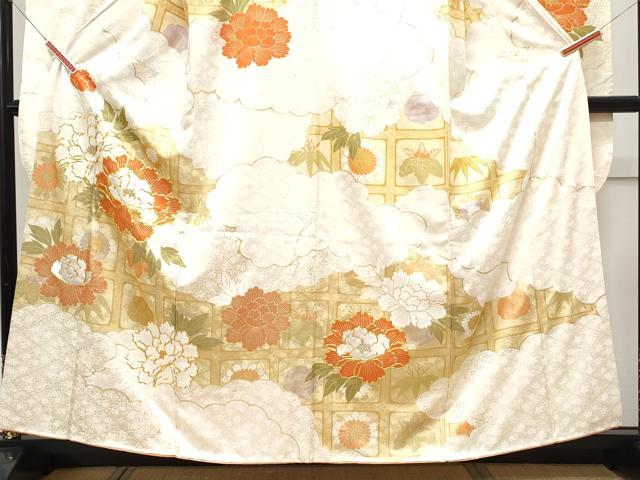 平和屋着物■豪華振袖 駒刺繍 天井草花文 金彩 正絹 逸品 CABE6649th