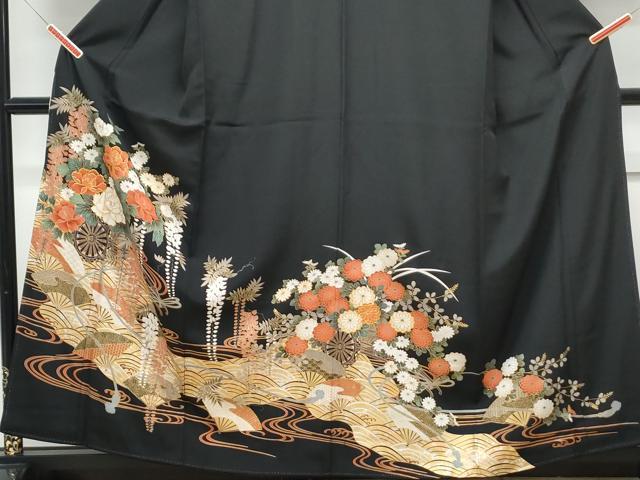平和屋着物■豪華黒留袖 花車文 金彩 正絹 逸品 CABE6686th