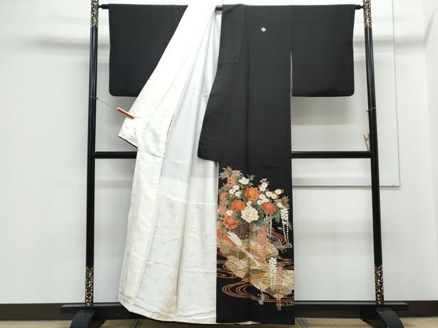 平和屋着物■豪華黒留袖 花車文 金彩 正絹 逸品 CABE6686th