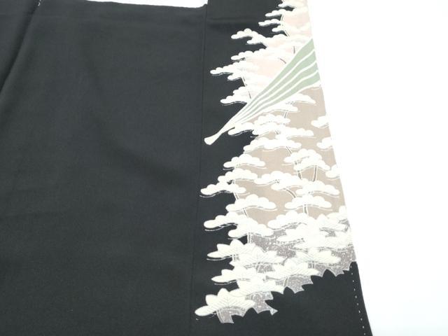 平和屋着物■豪華黒留袖 駒刺繍 桧扇花文 金彩 正絹 逸品 CABE6707th