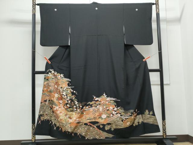 平和屋着物■豪華黒留袖 御所車花文 金彩 正絹 逸品 CABE6715th