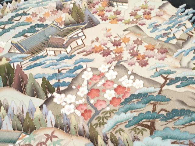 平和屋着物■豪華黒留袖 友禅 作家物 風景文 正絹 逸品 CABE6717th