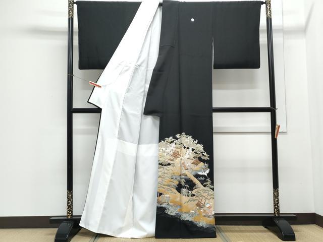 平和屋着物■豪華黒留袖 飛鶴風景文 正絹 逸品 CABE6739th