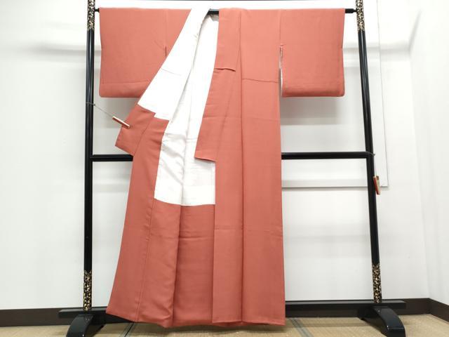 平和屋着物■上質な色無地 浅緋 正絹 逸品 CABE6753th