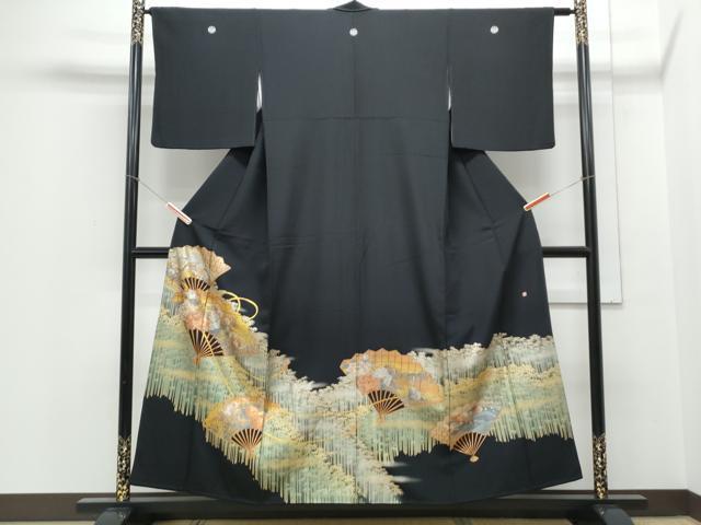 平和屋着物■豪華黒留袖 作家物 桧扇鴛鴦花文 金銀彩 正絹 逸品 CABE6758th