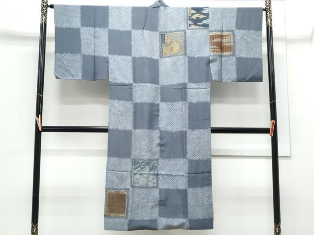平和屋着物■男性 長襦袢 袷 絞り 市松冊子文 金彩 正絹 逸品 CABE6762th