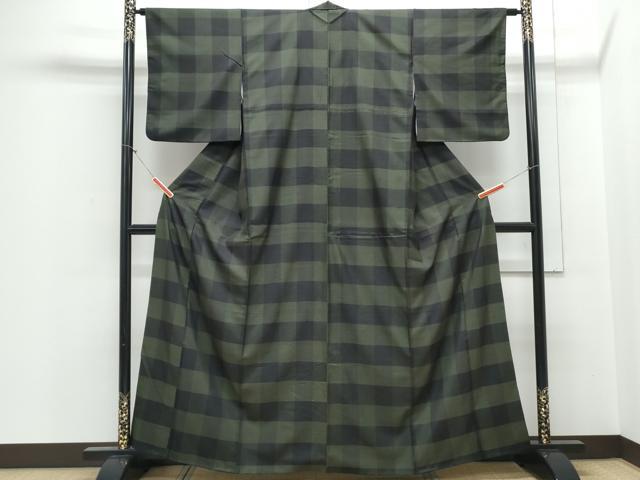 平和屋着物■上質な紬 市松文 正絹 逸品 CABE6787th