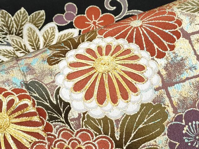 平和屋着物■豪華黒留袖 駒刺繍 流水草花文 金彩 正絹 逸品 CABE6790th